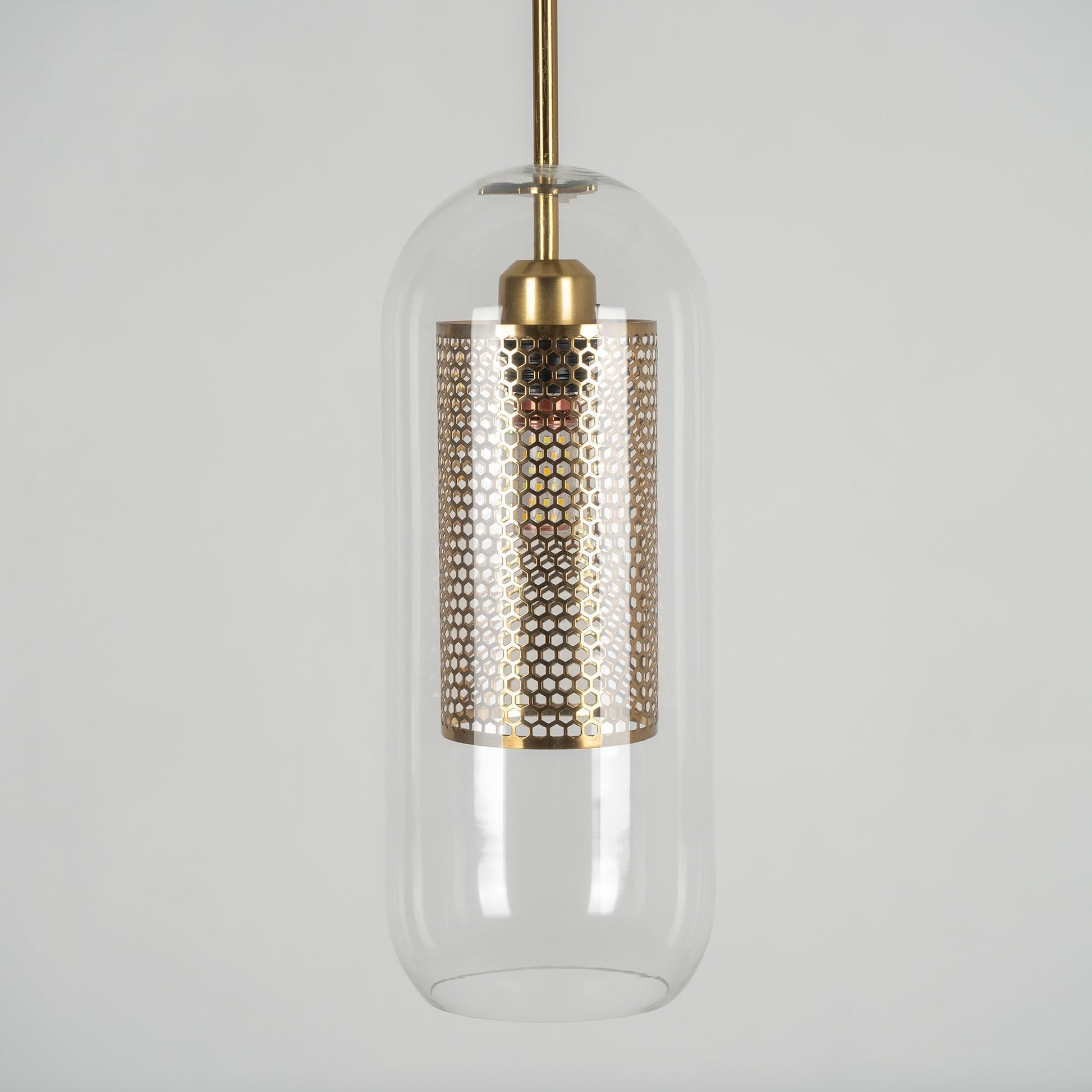 Chiswick Glass Pendant Light | Midcentury Style | Clear & Amber Glass, Copper/Silver/Black