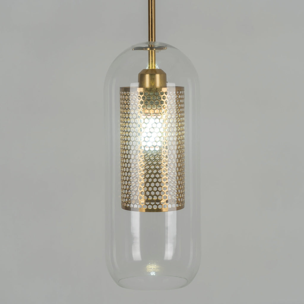 Chiswick Glass Pendant Light | Midcentury Style | Clear & Amber Glass, Copper/Silver/Black