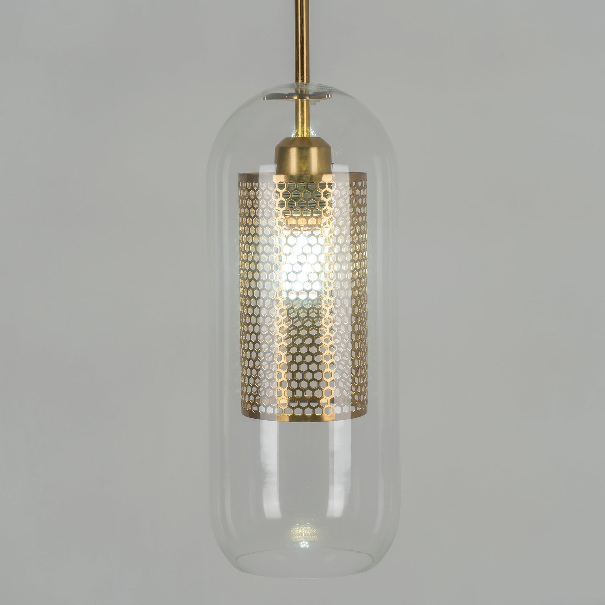Chiswick Glass Pendant Light | Midcentury Style | Clear & Amber Glass, Copper/Silver/Black