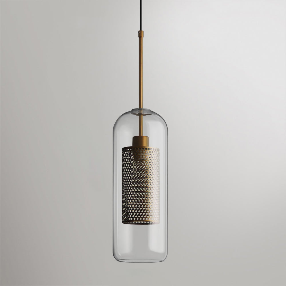 Chiswick Glass Pendant Light | Midcentury Style | Clear & Amber Glass, Copper/Silver/Black