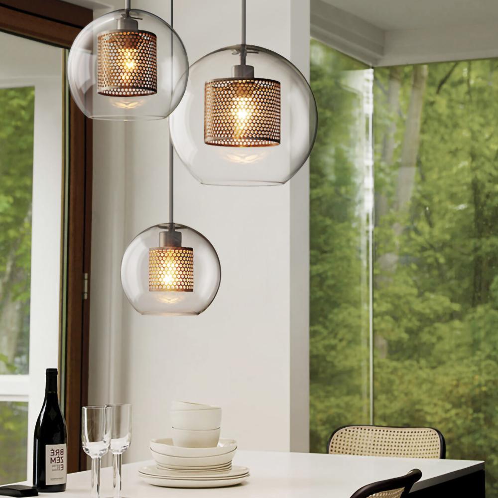 Chiswick Glass Pendant Light | Midcentury Style | Clear & Amber Glass, Copper/Silver/Black