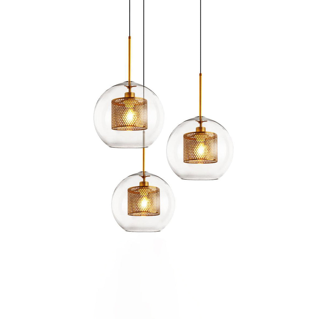 Chiswick Glass Pendant Light | Midcentury Style | Clear & Amber Glass, Copper/Silver/Black