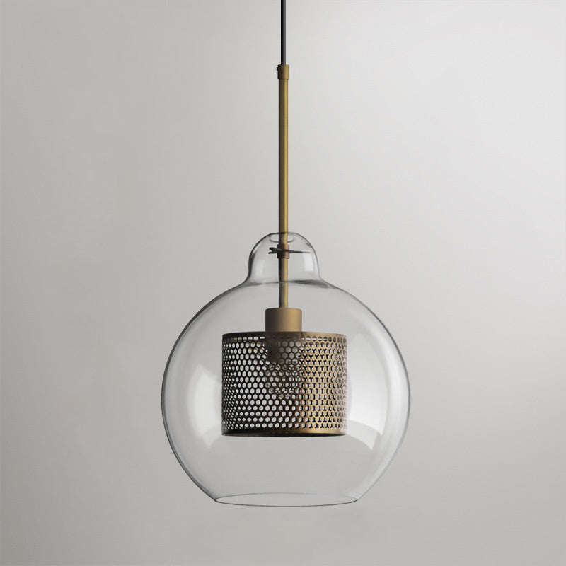 Chiswick Glass Pendant Light | Midcentury Style | Clear & Amber Glass, Copper/Silver/Black
