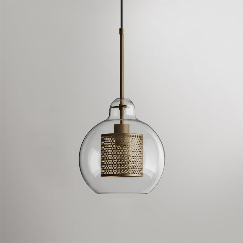 Chiswick Glass Pendant Light | Midcentury Style | Clear & Amber Glass, Copper/Silver/Black