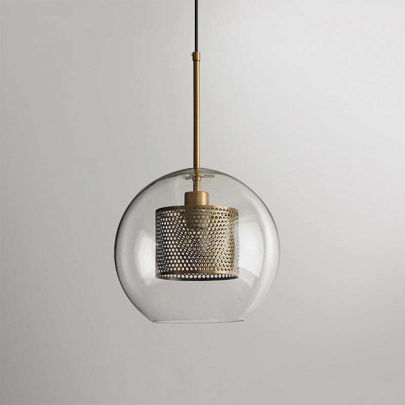 Chiswick Glass Pendant Light | Midcentury Style | Clear & Amber Glass, Copper/Silver/Black