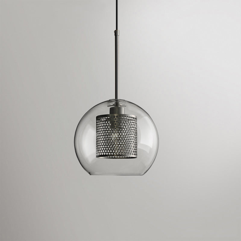 Chiswick Glass Pendant Light | Midcentury Style | Clear & Amber Glass, Copper/Silver/Black