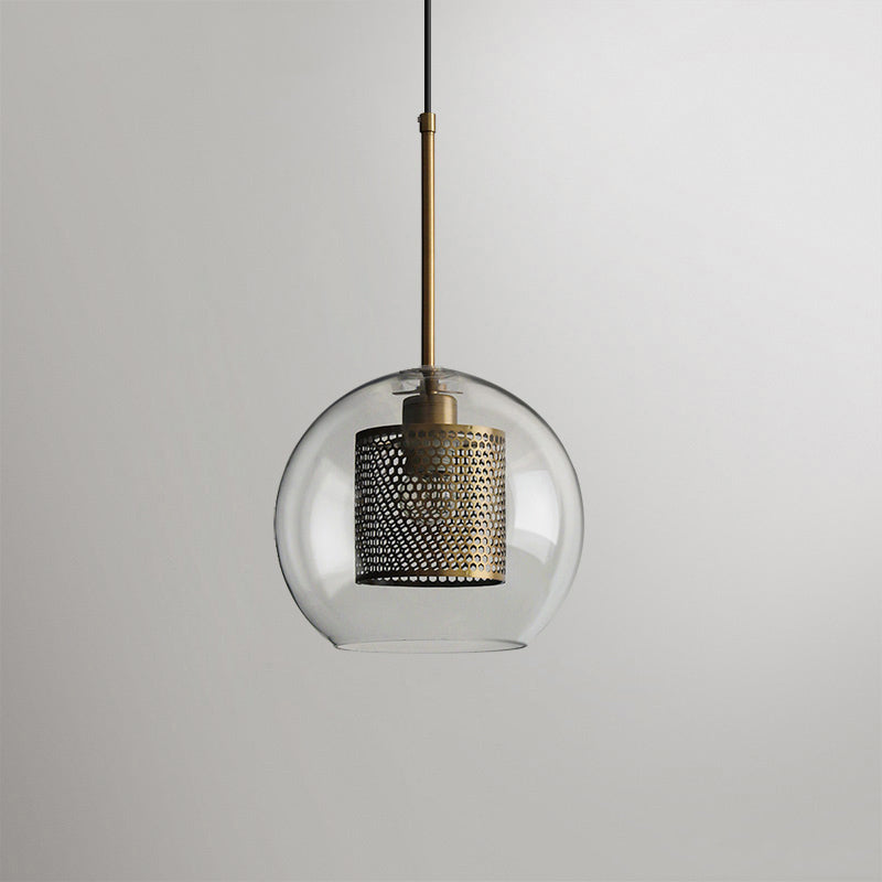 Chiswick Glass Pendant Light | Midcentury Style | Clear & Amber Glass, Copper/Silver/Black