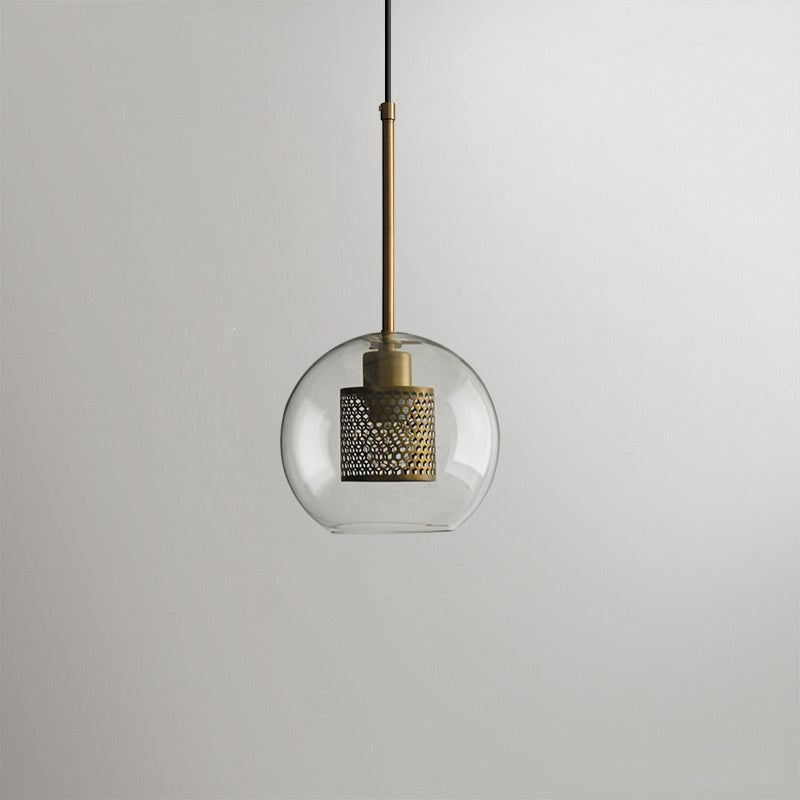 Chiswick Glass Pendant Light | Midcentury Style | Clear & Amber Glass, Copper/Silver/Black