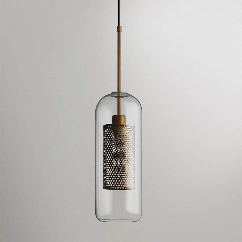 Chiswick Glass Pendant Light | Midcentury Style | Clear & Amber Glass, Copper/Silver/Black