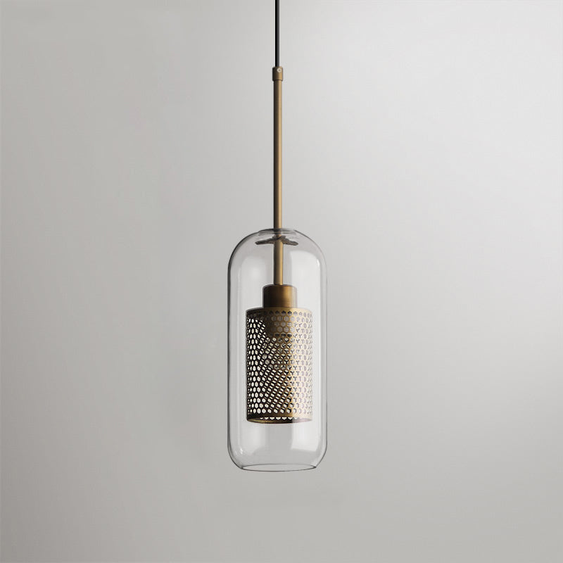 Chiswick Glass Pendant Light | Midcentury Style | Clear & Amber Glass, Copper/Silver/Black