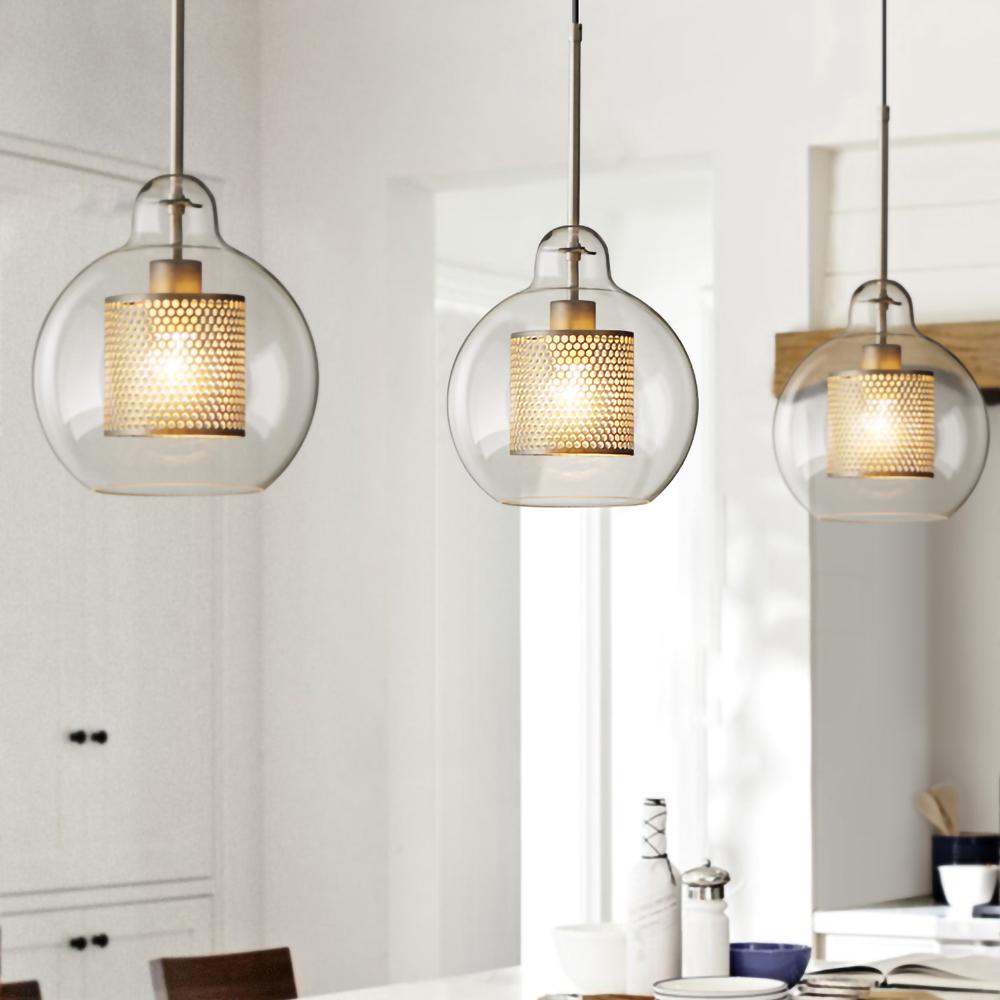 Chiswick Glass Pendant Light | Midcentury Style | Clear & Amber Glass, Copper/Silver/Black