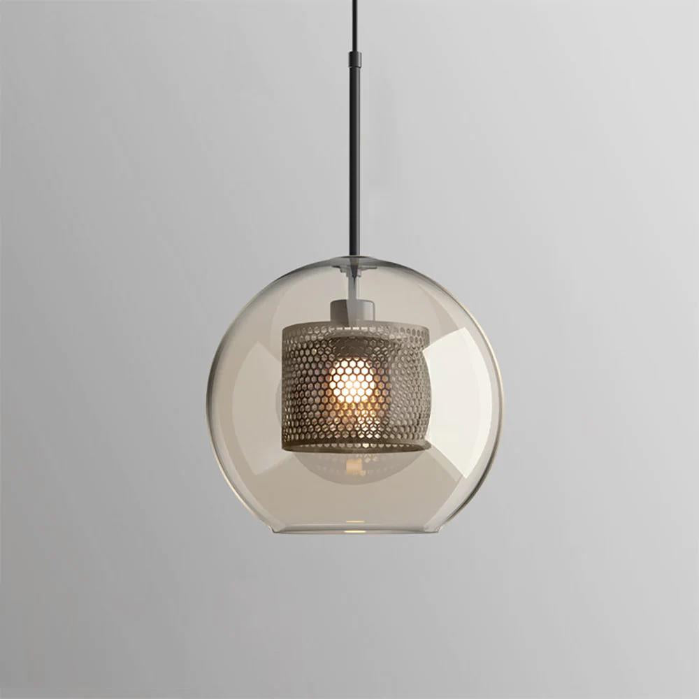 Chiswick Glass Pendant Light | Midcentury Style | Clear & Amber Glass, Copper/Silver/Black