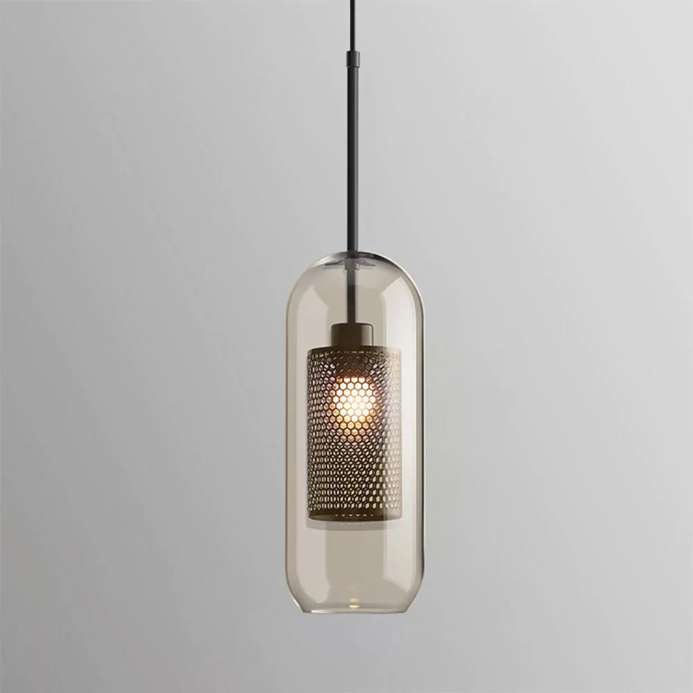 Chiswick Glass Pendant Light | Midcentury Style | Clear & Amber Glass, Copper/Silver/Black