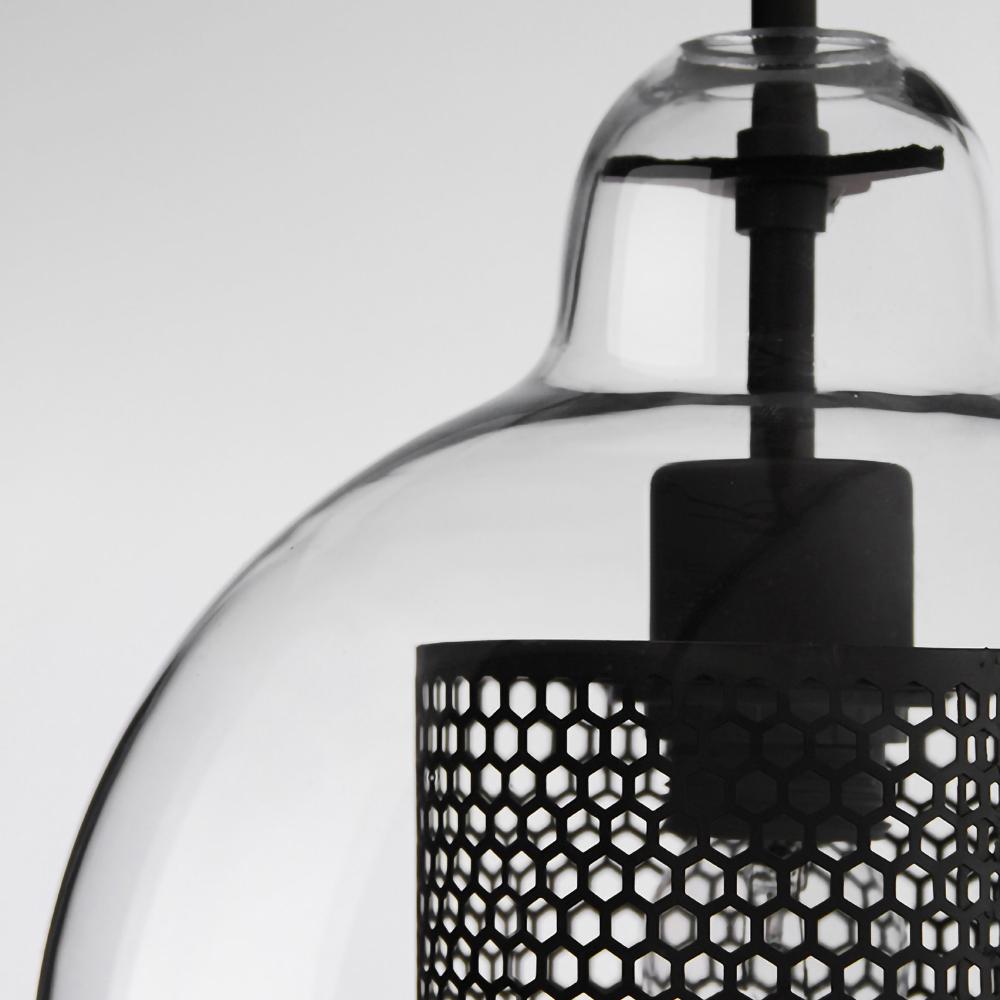 Chiswick Glass Pendant Light | Midcentury Style | Clear & Amber Glass, Copper/Silver/Black