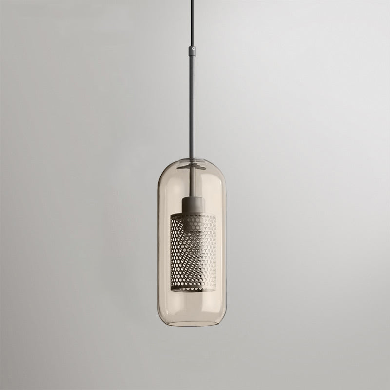 Chiswick Glass Pendant Light | Midcentury Style | Clear & Amber Glass, Copper/Silver/Black