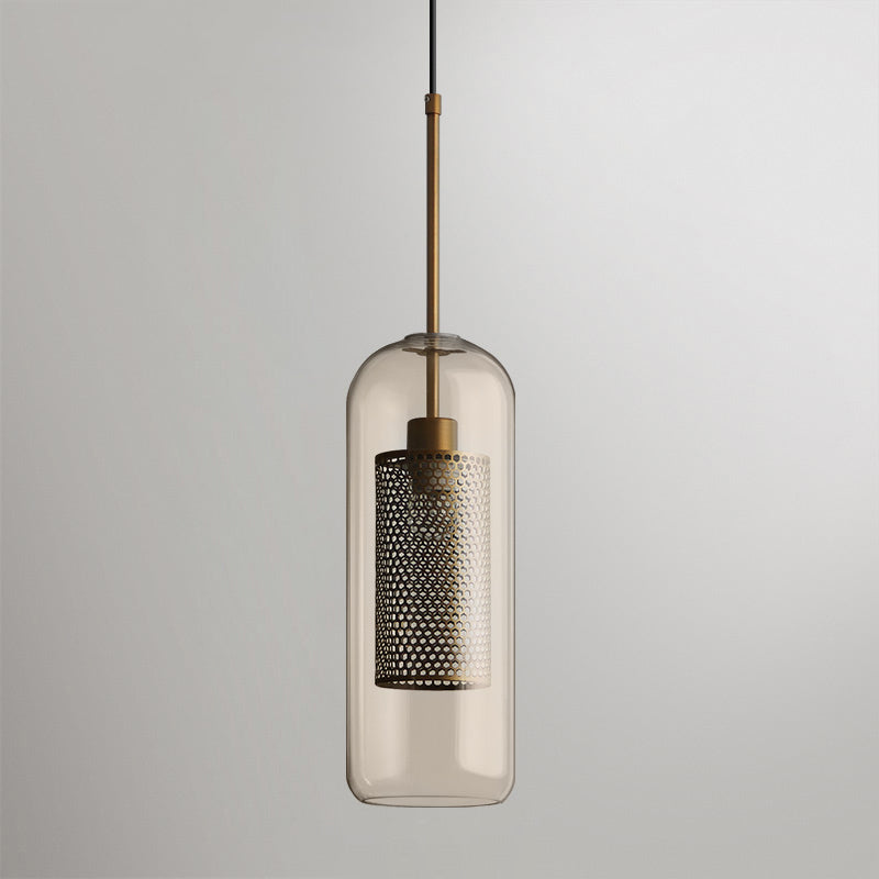 Chiswick Glass Pendant Light | Midcentury Style | Clear & Amber Glass, Copper/Silver/Black