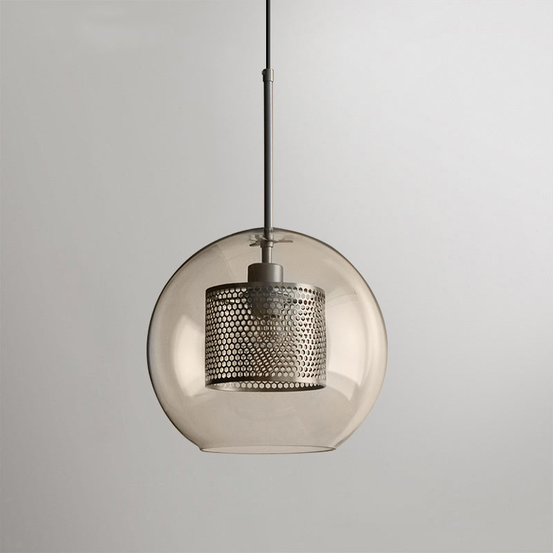 Chiswick Glass Pendant Light | Midcentury Style | Clear & Amber Glass, Copper/Silver/Black