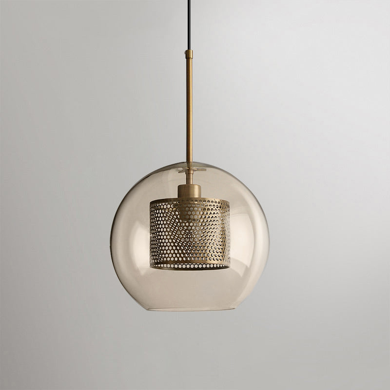 Chiswick Glass Pendant Light | Midcentury Style | Clear & Amber Glass, Copper/Silver/Black