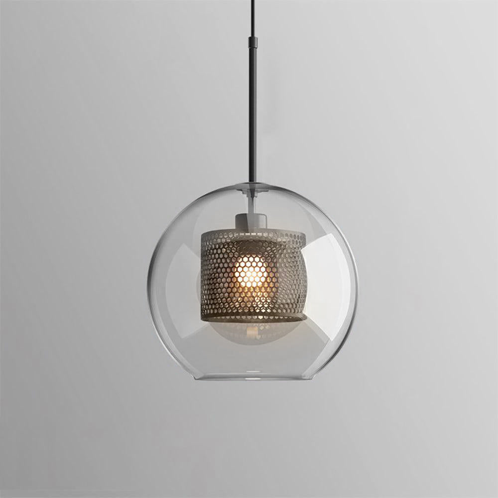 Chiswick Glass Pendant Light | Midcentury Style | Clear & Amber Glass, Copper/Silver/Black