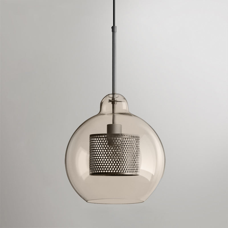 Chiswick Glass Pendant Light | Midcentury Style | Clear & Amber Glass, Copper/Silver/Black