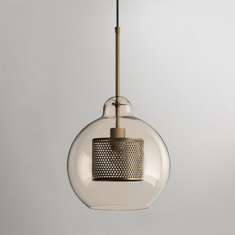 Chiswick Glass Pendant Light | Midcentury Style | Clear & Amber Glass, Copper/Silver/Black