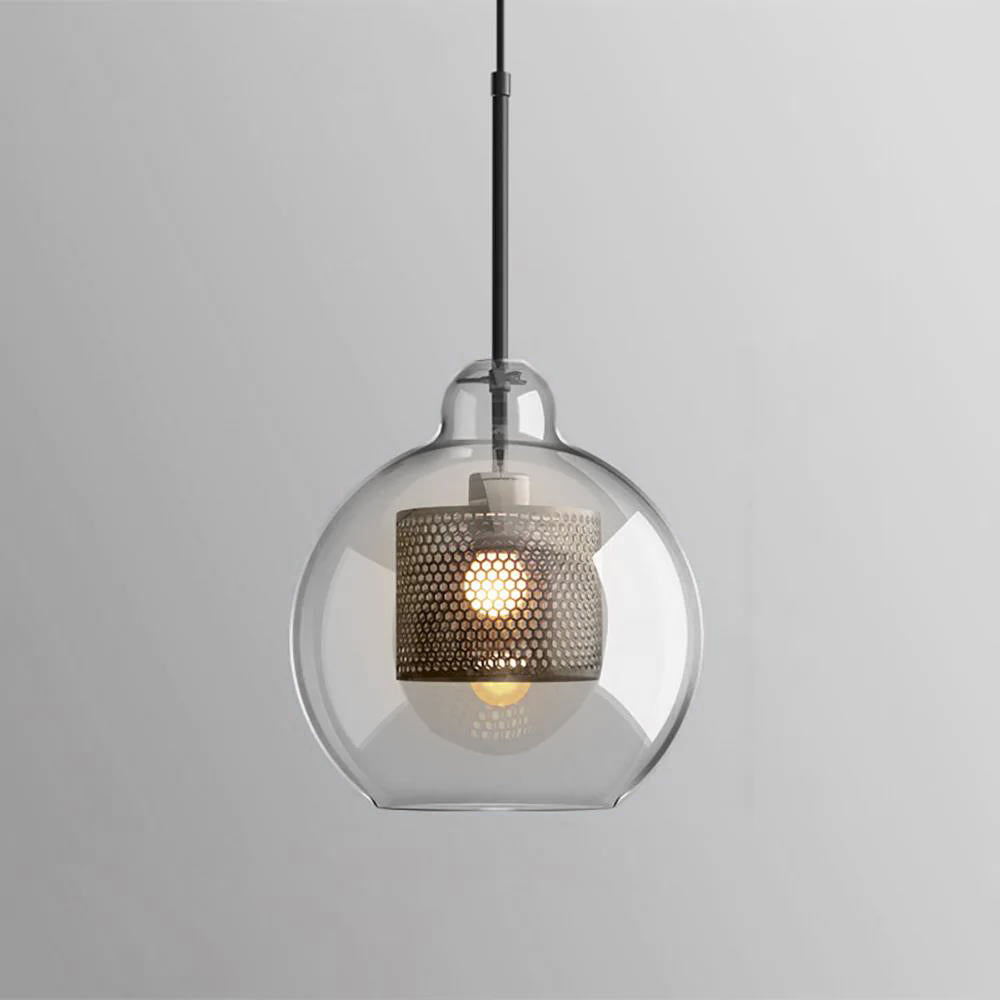 Chiswick Glass Pendant Light | Midcentury Style | Clear & Amber Glass, Copper/Silver/Black