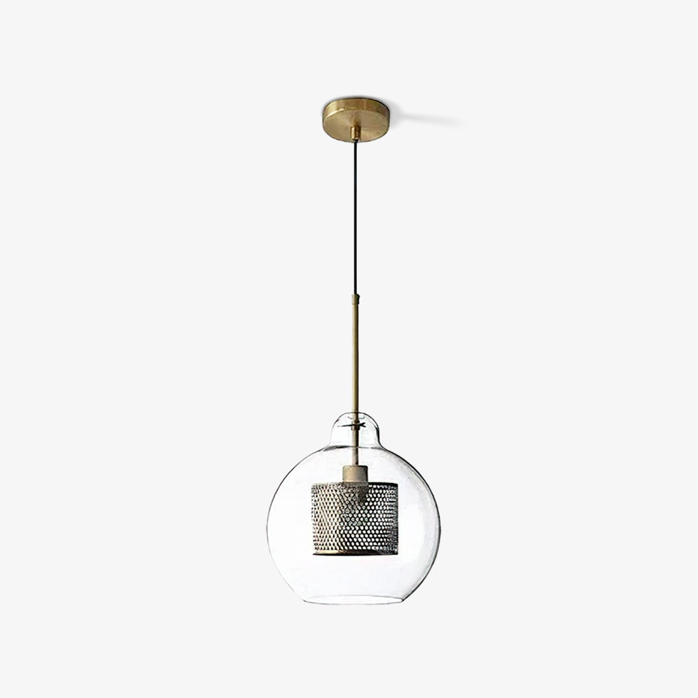Chiswick Glass Pendant Light | Midcentury Style | Clear & Amber Glass, Copper/Silver/Black