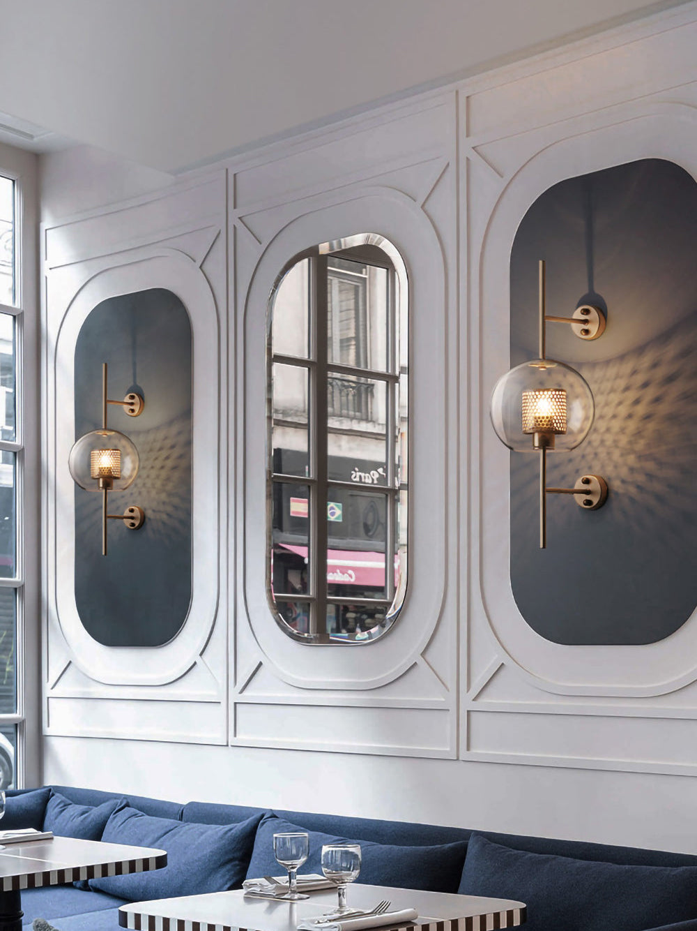 Chiswick Glass Wall Light | Clear Glass & Metal | Set of 2