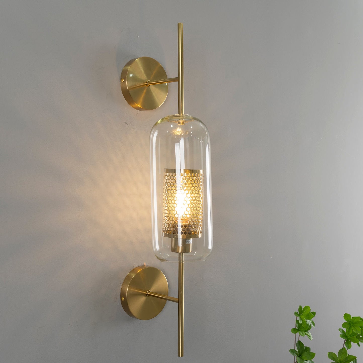 Chiswick Glass Wall Light | Clear Glass & Metal | Set of 2
