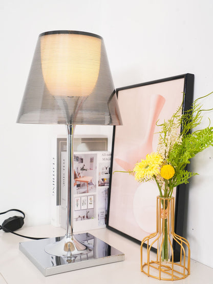 Chrome Prism Table Lamp | Metal, Acrylic, Plastic | Clear, Smoke Grey, Bronze