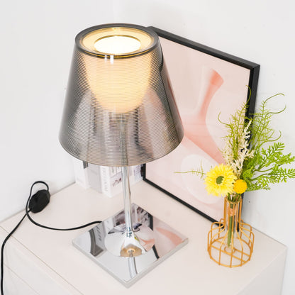 Chrome Prism Table Lamp | Metal, Acrylic, Plastic | Clear, Smoke Grey, Bronze