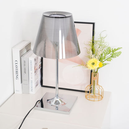 Chrome Prism Table Lamp | Metal, Acrylic, Plastic | Clear, Smoke Grey, Bronze
