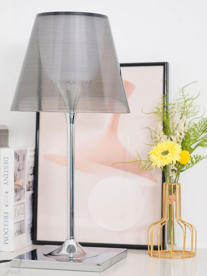 Chrome Prism Table Lamp | Metal, Acrylic, Plastic | Clear, Smoke Grey, Bronze
