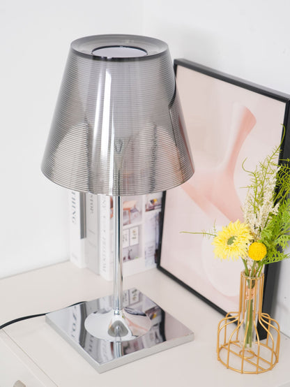 Chrome Prism Table Lamp | Metal, Acrylic, Plastic | Clear, Smoke Grey, Bronze