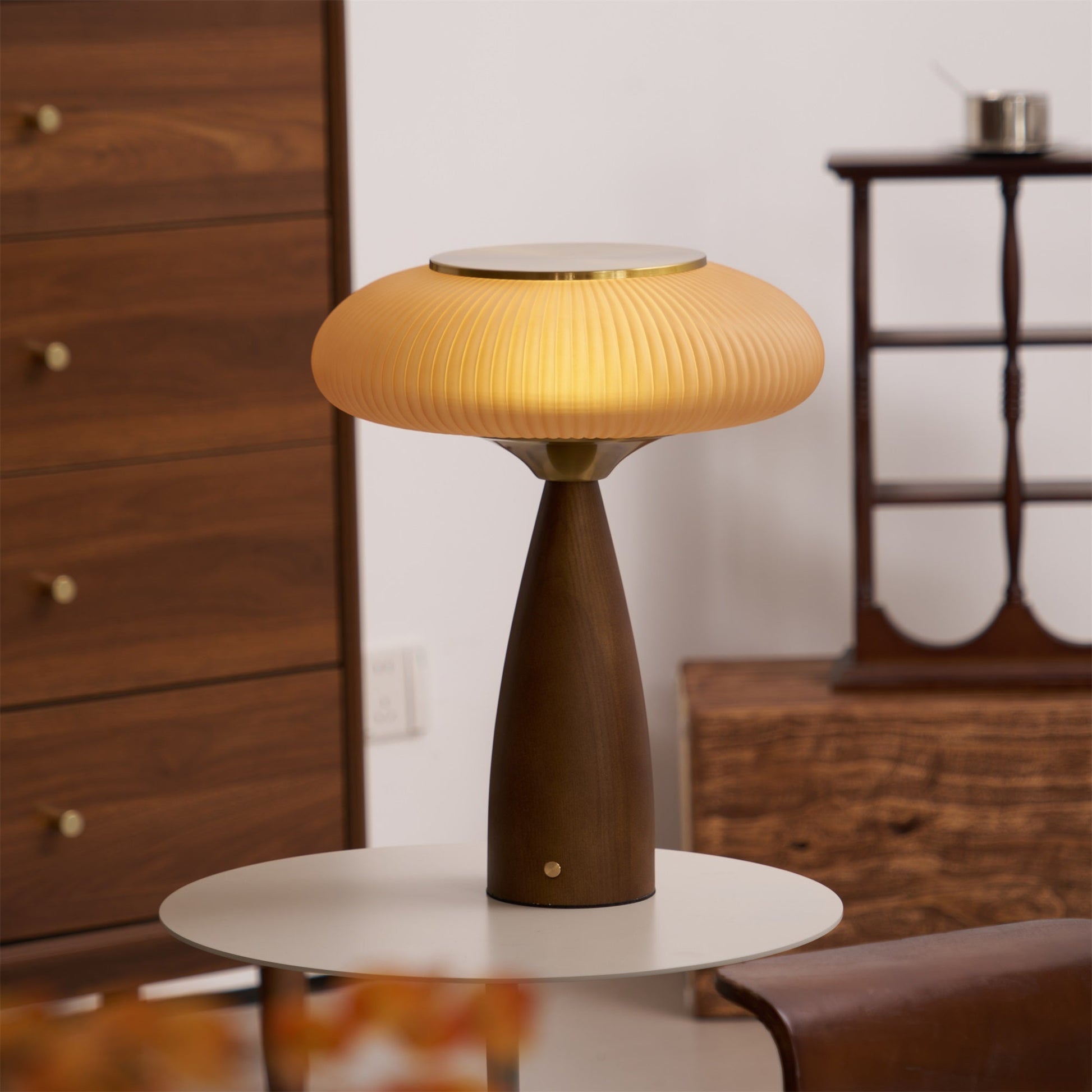 Cielo Table Lamp | Wooden & Glass | Amber Shade