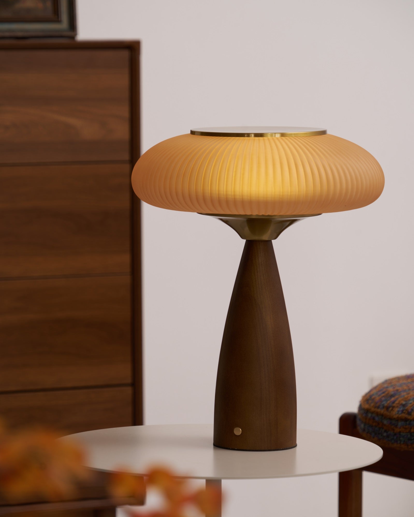 Cielo Table Lamp | Wooden & Glass | Amber Shade