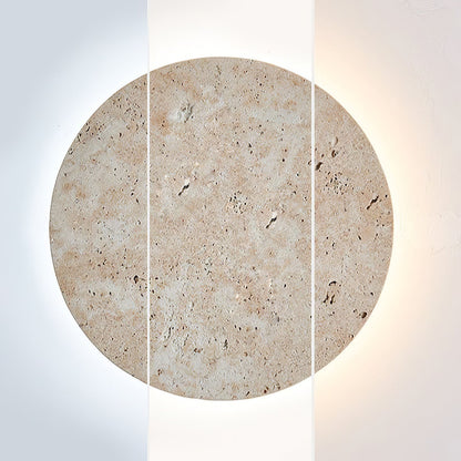 Circle Travertine Wall Lamp | Yellow Travertine Stone | Single
