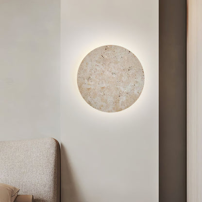 Circle Travertine Wall Lamp | Yellow Travertine Stone | Single