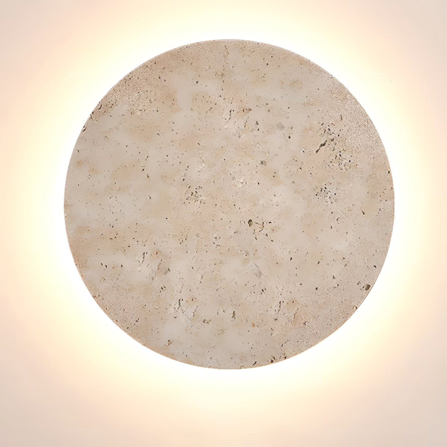 Circle Travertine Wall Lamp | Yellow Travertine Stone | Single