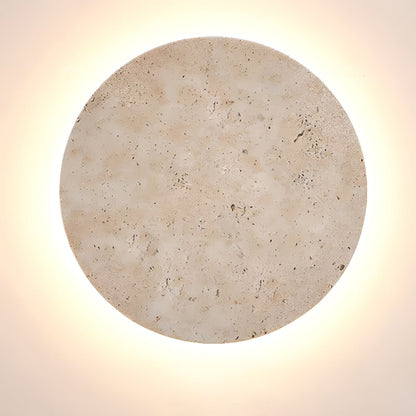 Circle Travertine Wall Lamp | Yellow Travertine Stone | Single