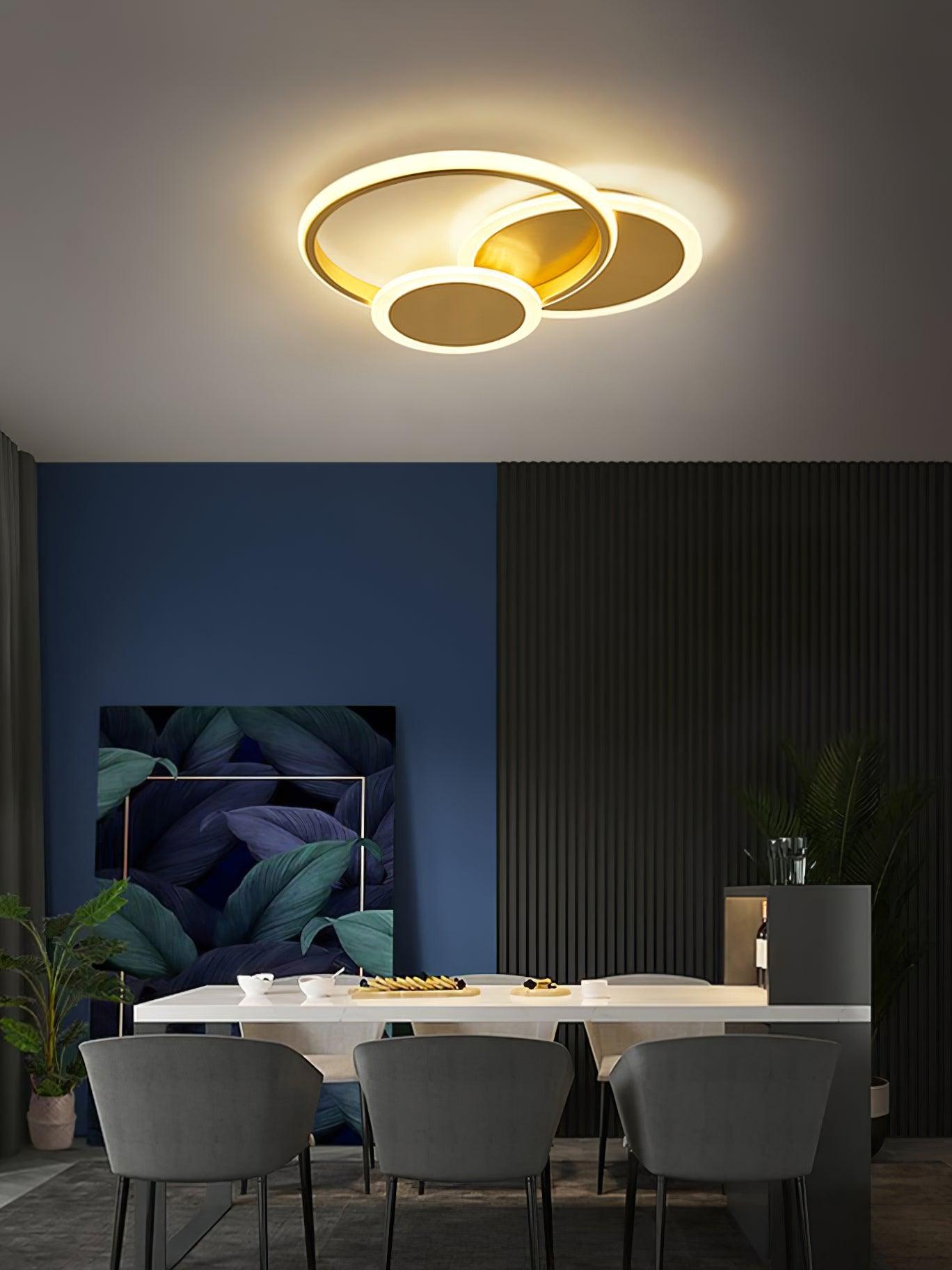 Circles LED Ceiling Light | Gold Finish | 3 Lighting Rings