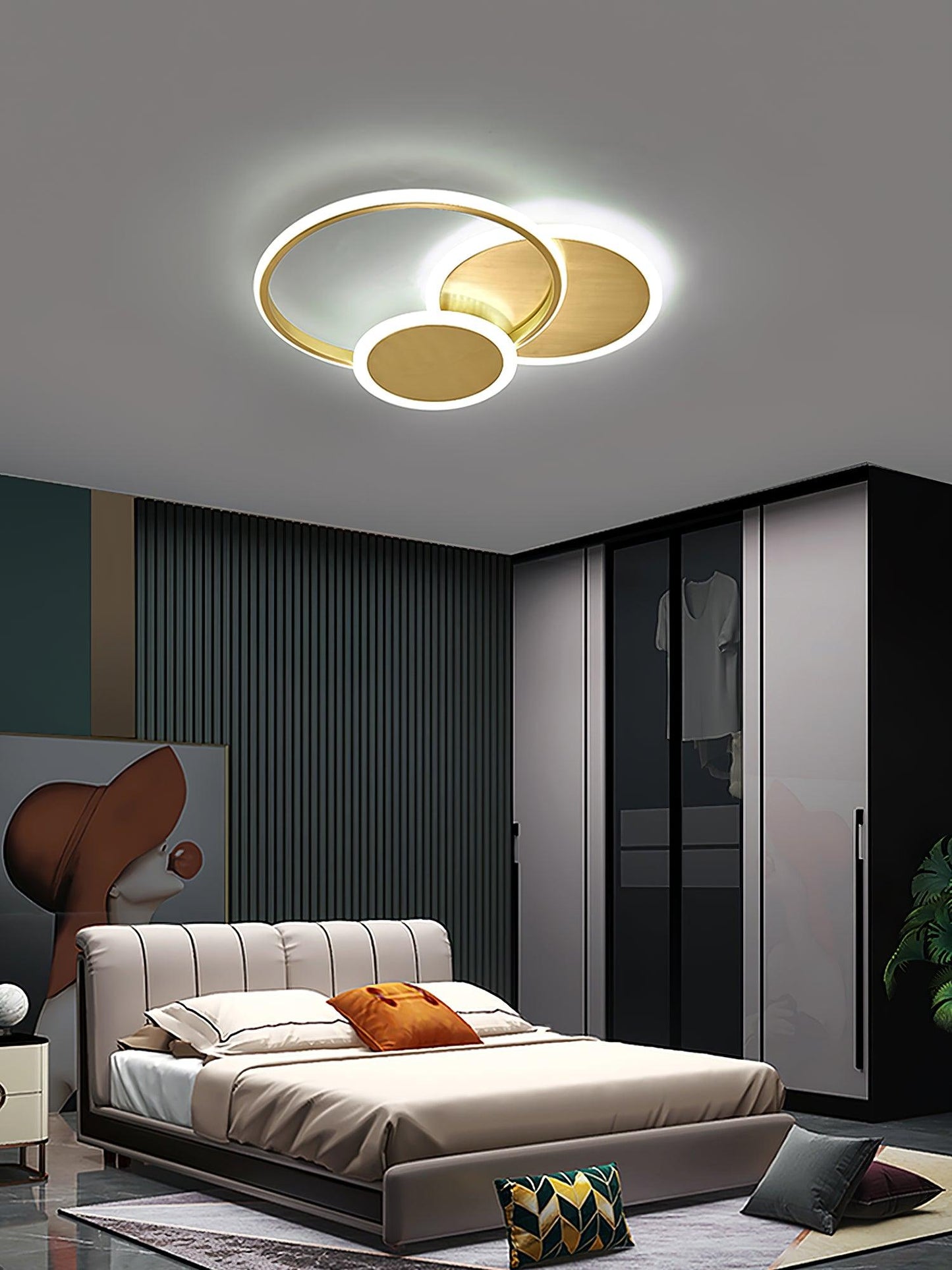 Circles LED Ceiling Light | Gold Finish | 3 Lighting Rings
