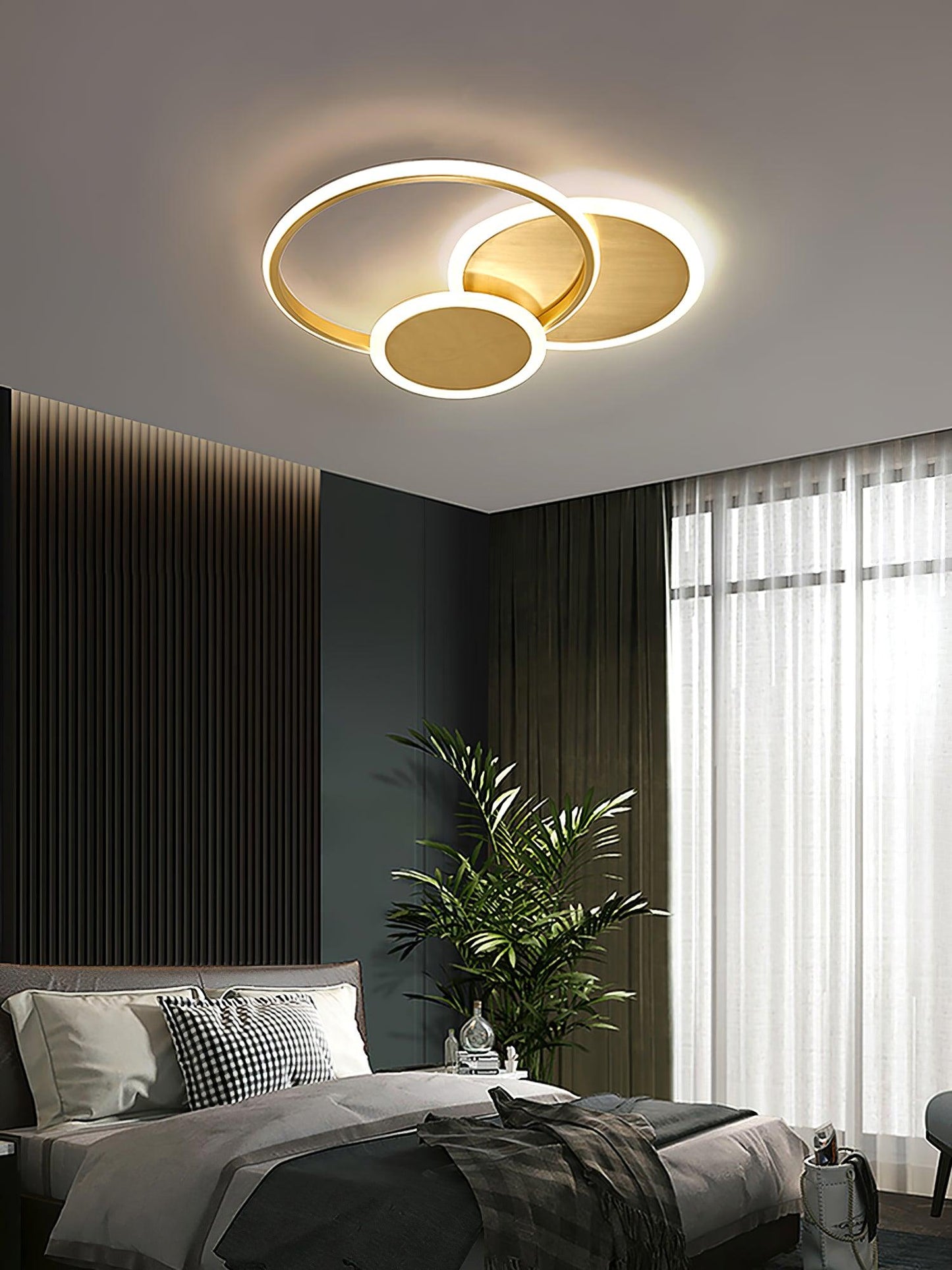 Circles LED Ceiling Light | Gold Finish | 3 Lighting Rings