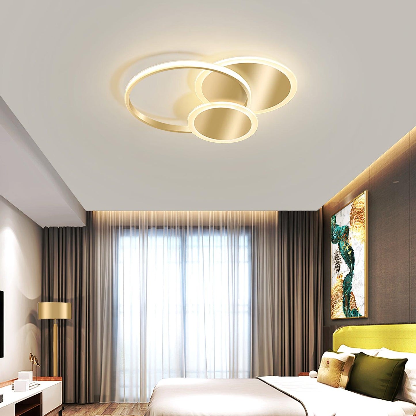 Circles LED Ceiling Light | Gold Finish | 3 Lighting Rings