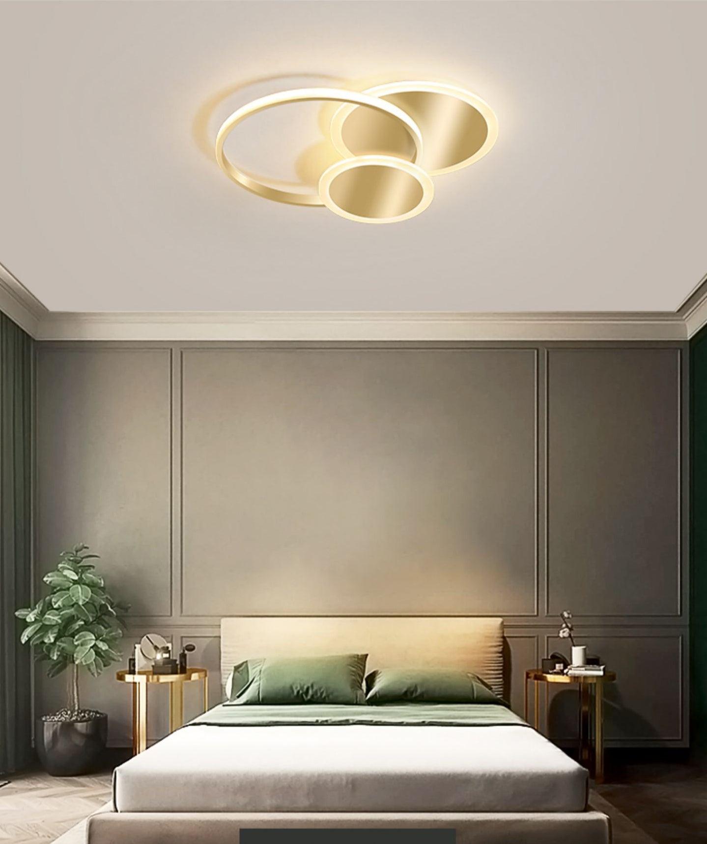 Circles LED Ceiling Light | Gold Finish | 3 Lighting Rings