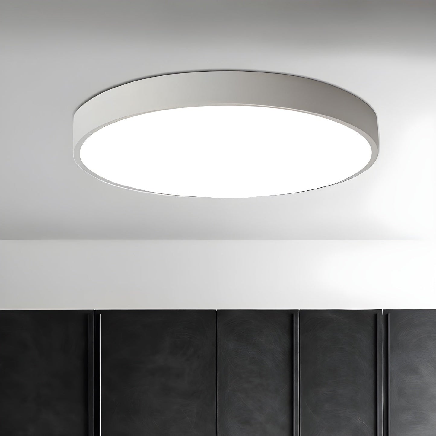 Circular Slimline Ceiling Light | Metal & Acrylic | Black or White