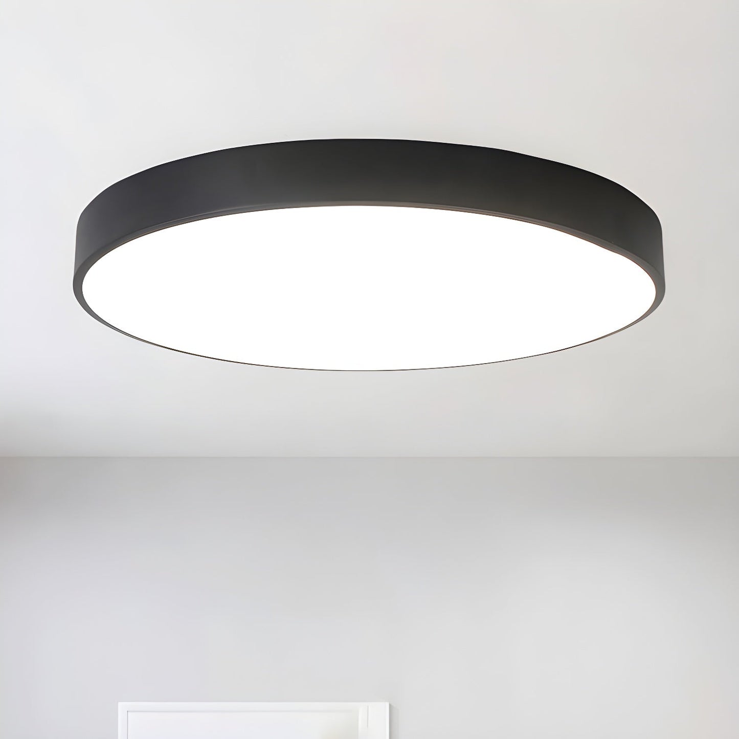 Circular Slimline Ceiling Light | Metal & Acrylic | Black or White