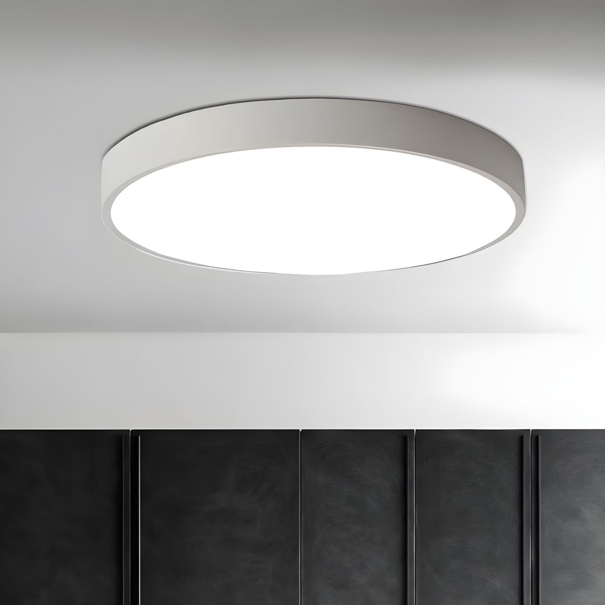 Circular Slimline Ceiling Light | Metal & Acrylic | Black or White