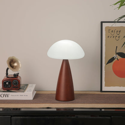 Clara Mushroom Table Lamp | Wood, Acrylic, Metal | Walnut Color