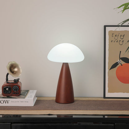Clara Mushroom Table Lamp | Wood, Acrylic, Metal | Walnut Color